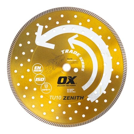 Ox Tools Trade Turbo Universal/Hard Diamond Blade, Diameter: 14" / 356mm, Bore: 1" - 20mm OX-TU10-14